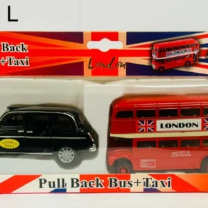363-ANS-22-19L Large London Pull Back Bus and Taxi Toy Set