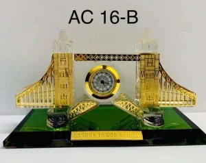 296-ANS-AC16-B London Tower Bridge Crystal Desk Clock