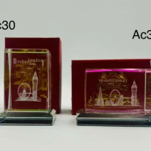 310-ANS-AC30-A London Skyline Crystal Display Block – Gold Detail