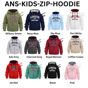 ANS-KIDS-ZIP-HOODIE Kids London England Zip Hoodie