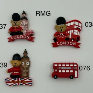 ANS-RMG-M London Teddy Bear & Red Bus Resin Fridge Magnet Collection