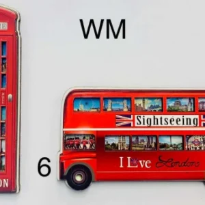 276-ANS-WM-C London Telephone Box & Sightseeing Bus Wooden Magnet