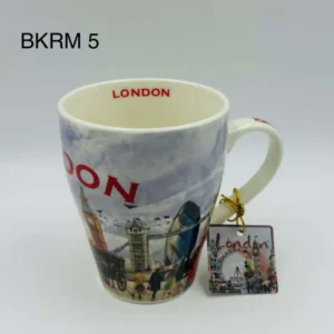 525-ANS-BKRM-5 London Skyline Scene Mug with Keyring