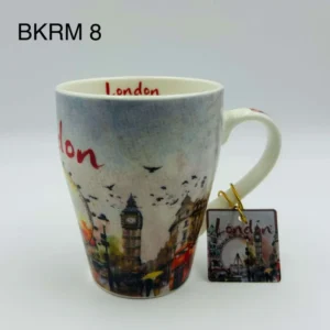 528-ANS-BKRM-8 London City Scene Mug with Keyring