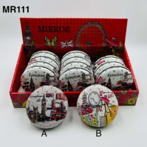 555-ANS-MR111-A London Souvenir Round Compact Mirror