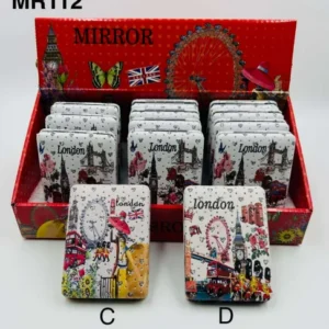 558-ANS-MR112-B London Souvenir Rectangle Compact Mirror