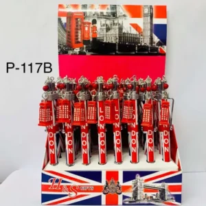 401-ANS-P117-B London Telephone Box Keyring Pen Display Set