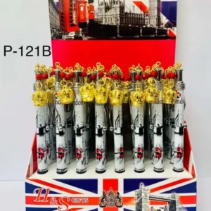 407-ANS-P121-B London Crown Keyring Pen Display Set – Black & White Desig