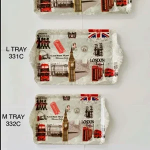 500-ANS-TRAY-C London Collage Print Melamine Serving Tray